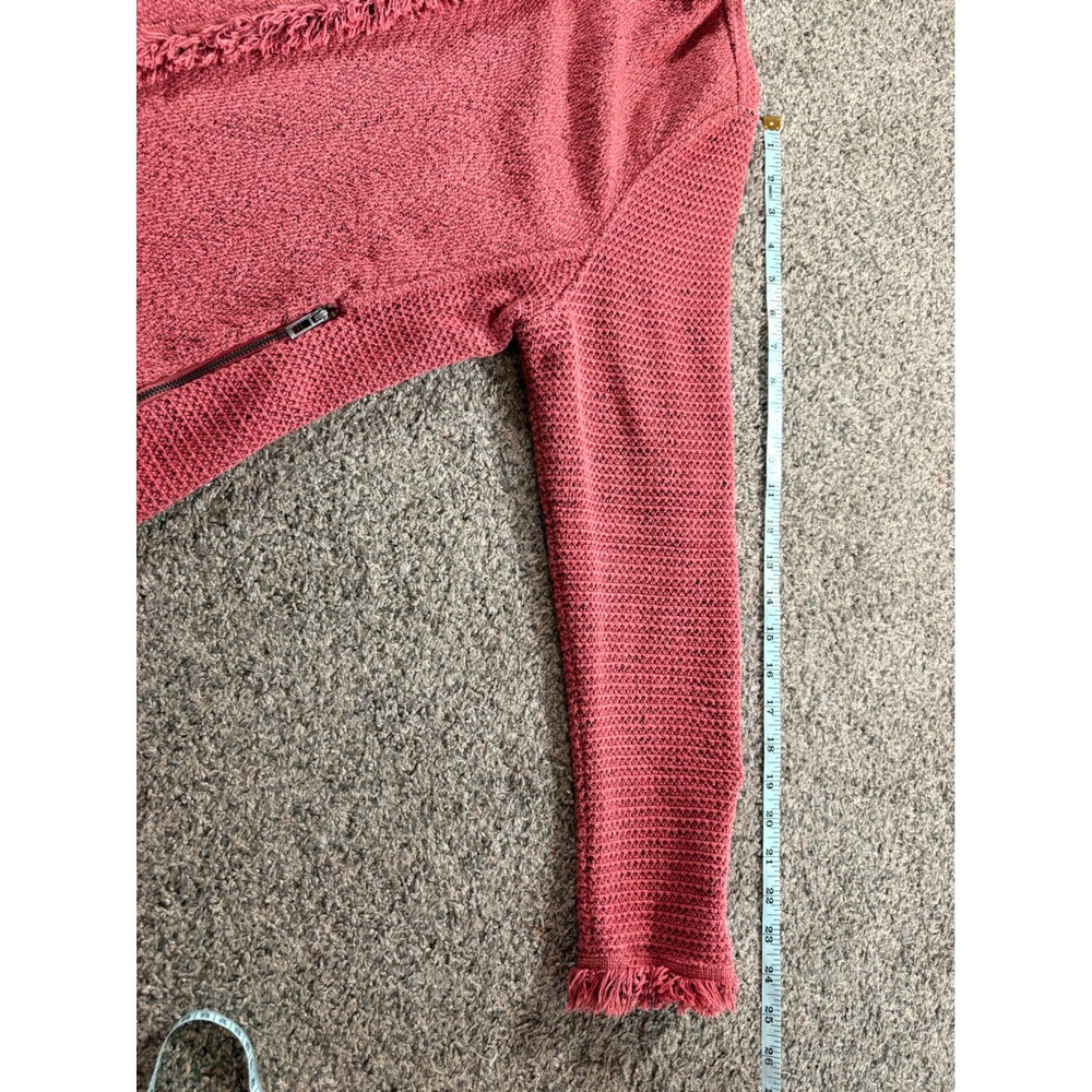 Nic+Zoe Knit Jacket Womens Large Pink Fringe Trim Open Front Moto Style Boho - Picture 7 of 11